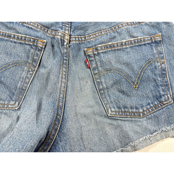 Levi's 501 Original Womens High-Rise Distressed Jean Denim Cut Off Shorts Sz 28 - Picture 11 of 12